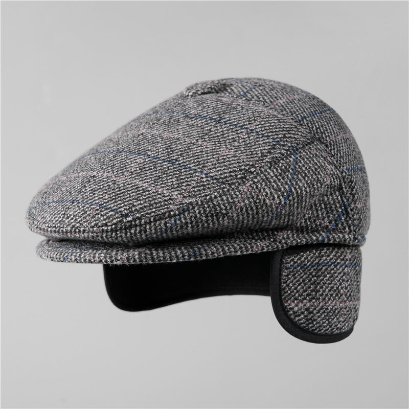 Quilted Earflap Flat Cap