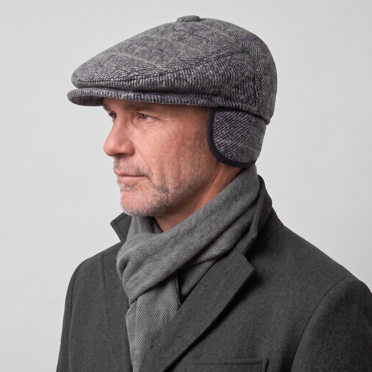Quilted Earflap Flat Cap