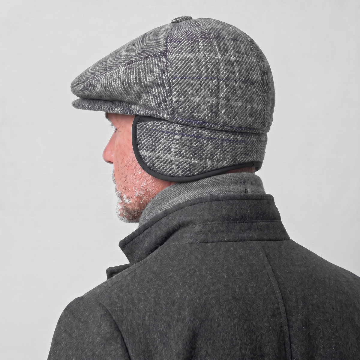 Quilted Earflap Flat Cap